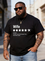 Big & Tall Men's "Wife 6/5 Star Praise" Fun Printed Crewneck Short Sleeve T-shirt
