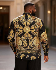 Big & Tall Men's Baroque Print Long Sleeve Shirt