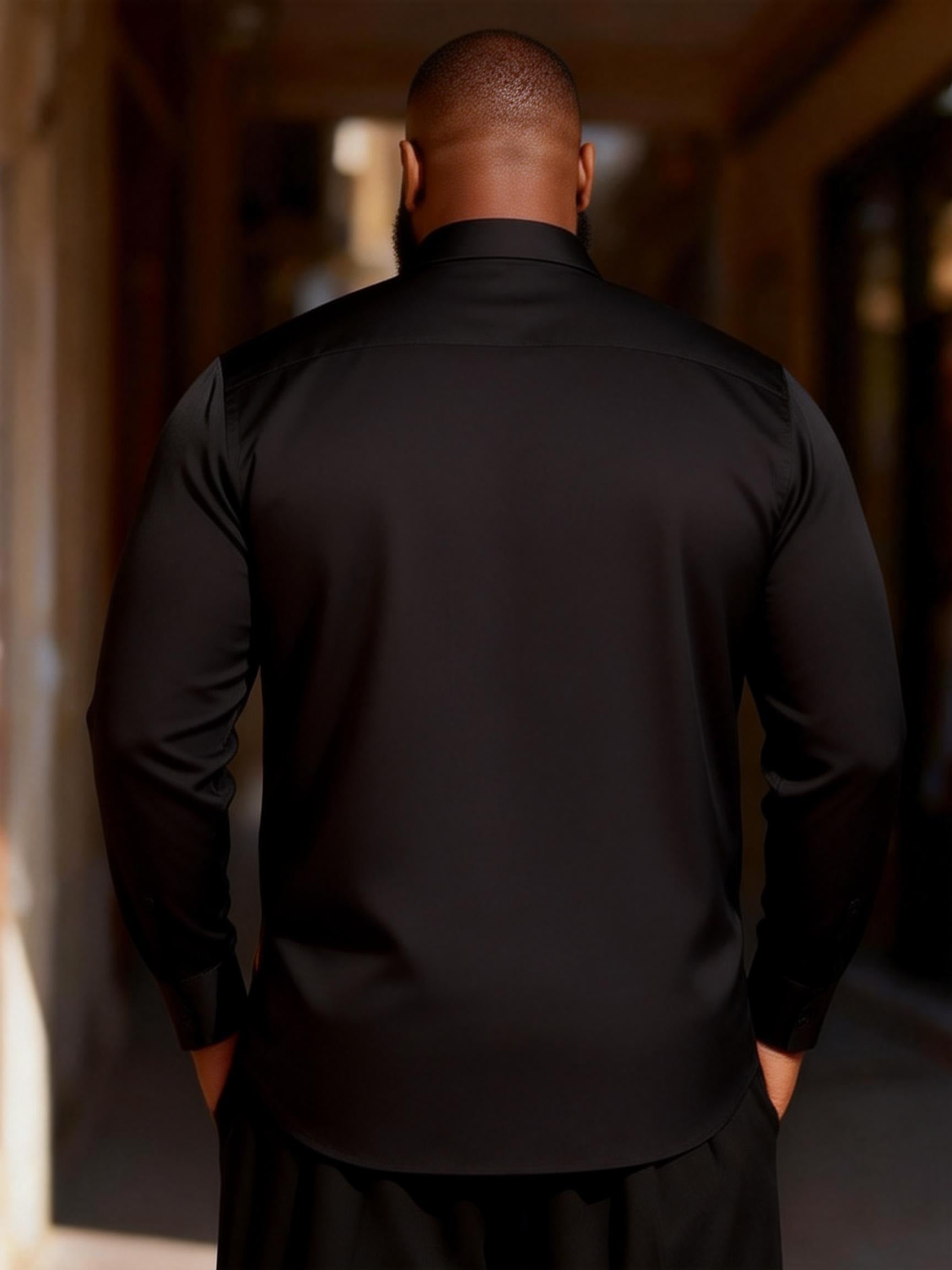 Big & Tall Men's African Totem Cheetah Print Long Sleeve Shirt