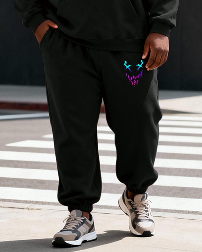 Big & Tall Men's Black Phantom Emoji Print Hoodie Set