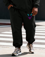 Big & Tall Men's Black Phantom Emoji Print Hoodie Set