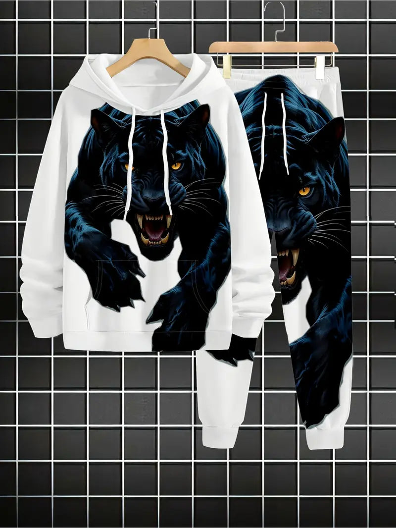 Men's Casual Hooded Sweatshirt Set