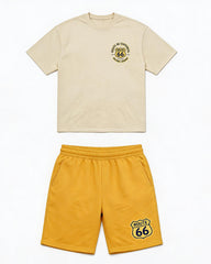 Big & Tall Men’s Route 66 Centennial Shield‑Print Crew-Neck Short‑Sleeve T‑Shirt And Shorts Set