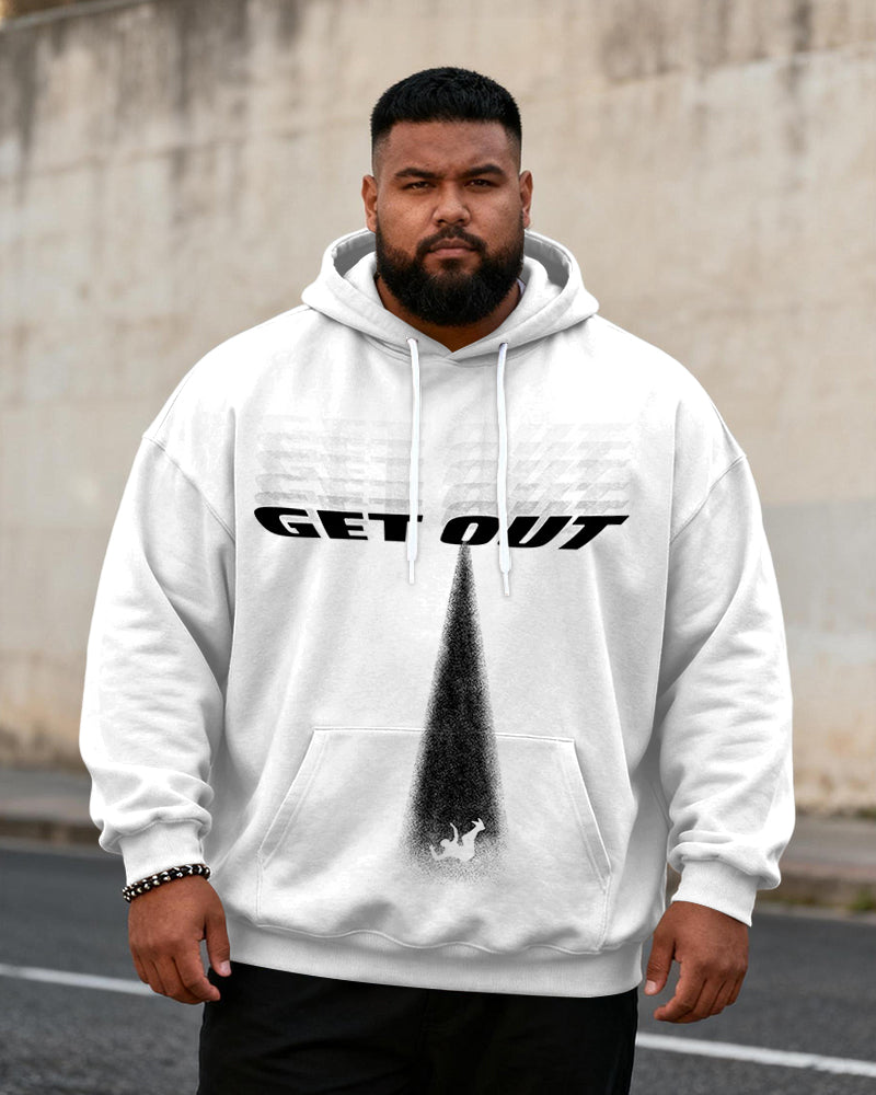 Big & Tall Men's Black & White GET OUT Graffiti-Print Hoodie