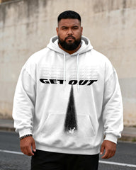 Big & Tall Men's Black & White GET OUT Graffiti-Print Hoodie