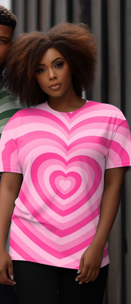 Couple Large Size Graffiti Color Matching Love Round Neck Short-Sleeved T-Shirt