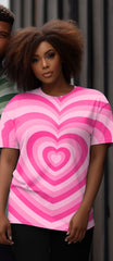 Couple Large Size Graffiti Color Matching Love Round Neck Short-Sleeved T-Shirt