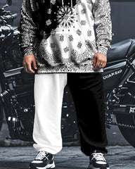 Personalized Color Matching Cashew Flower Hooded Sweatshirt Large Size Men's Suit
