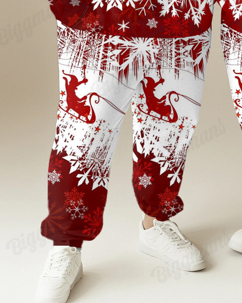 Couple Matching Big and Tall Christmas Snowflake Hoodie & Sweatpants Set