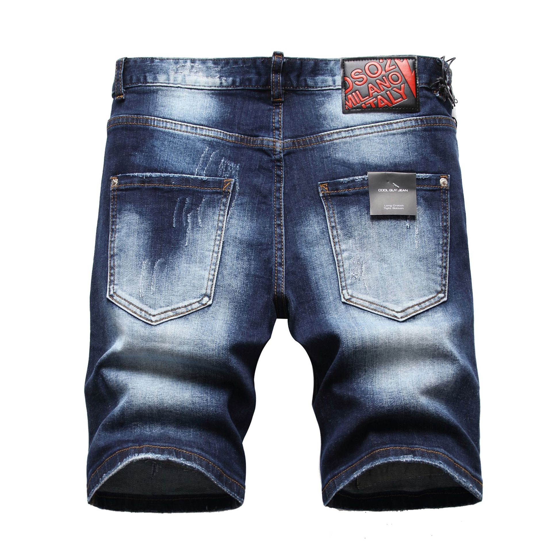Men's Hole Feature Fashion Trendy Street Shooting Blue Jeans