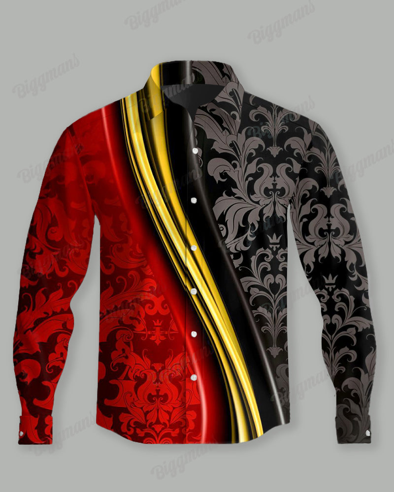 Men's Plus Size Casual Business Geometric Texture Lapel Long Sleeve Shirt