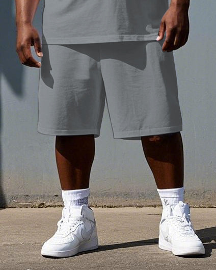 Big & Tall Men's Simple Gorillas Street Fashion Summer Short Sleeve T-shirt and Short Set