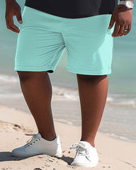 Hawaiian Contrast Coconut Print Polo Shirt and Shorts Two-Piece Men's Big & Tall Set