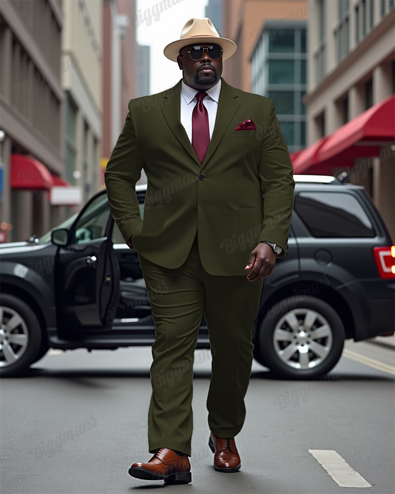 Men's Big and Tall Solid Color Blazer Trousers Suit