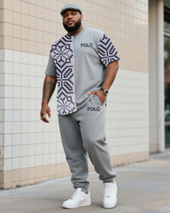 Big Boy's Daily Casual All-match Printed Striped Short-sleeved Trousers Suit