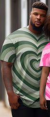 Couple Large Size Graffiti Color Matching Love Round Neck Short-Sleeved T-Shirt