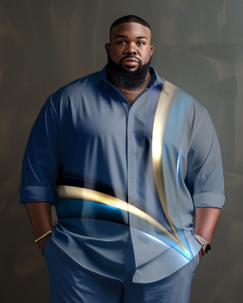 Men's Ombre Art Plus Size Long Sleeve Walking Set