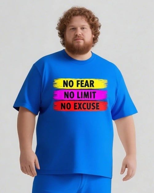 No Fear Just Do It Men's Big and Tall Simple Lettering Short Sleeve T-shirt Shorts Set