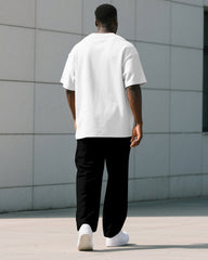Men's Plus Size Black And White Future Letter Print T-shirt Trousers Suit