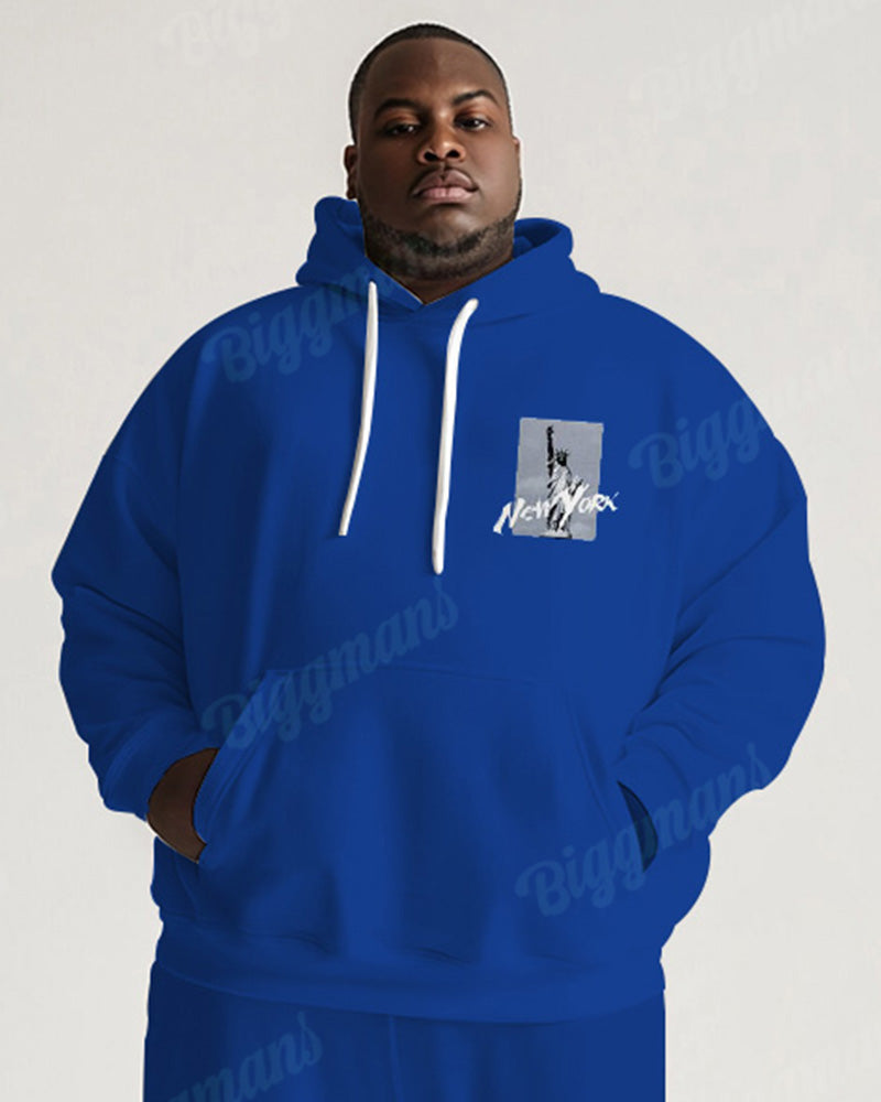 Men's Big & Tall 2-Piece Tracksuit New York View Print Hoodie Pants Set