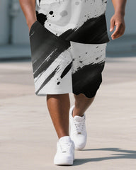 Men's Penitentiary Shadow Graffiti Lettering Short Big and Tall Sleeve Polo Shirt Shorts Set