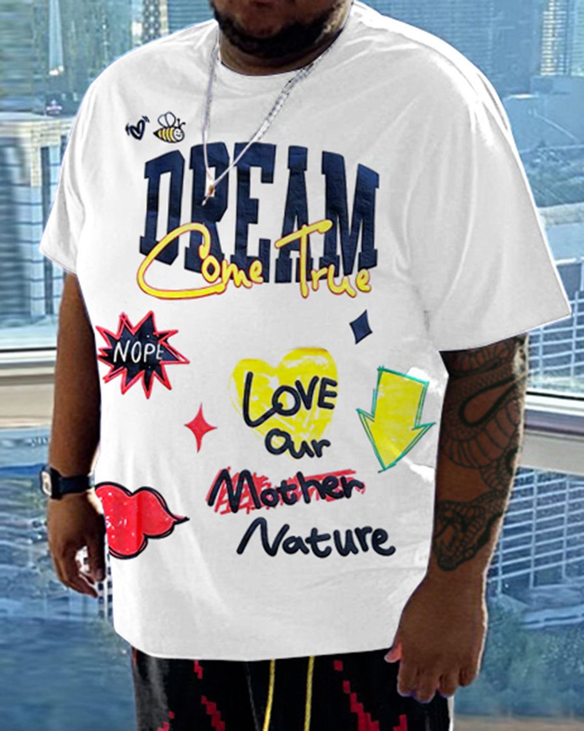 Men's Daily Casual Dream Printed Short Sleeve T-Shirt Set