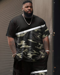 Street Casual Patchwork Camouflage Print Big Men's Set