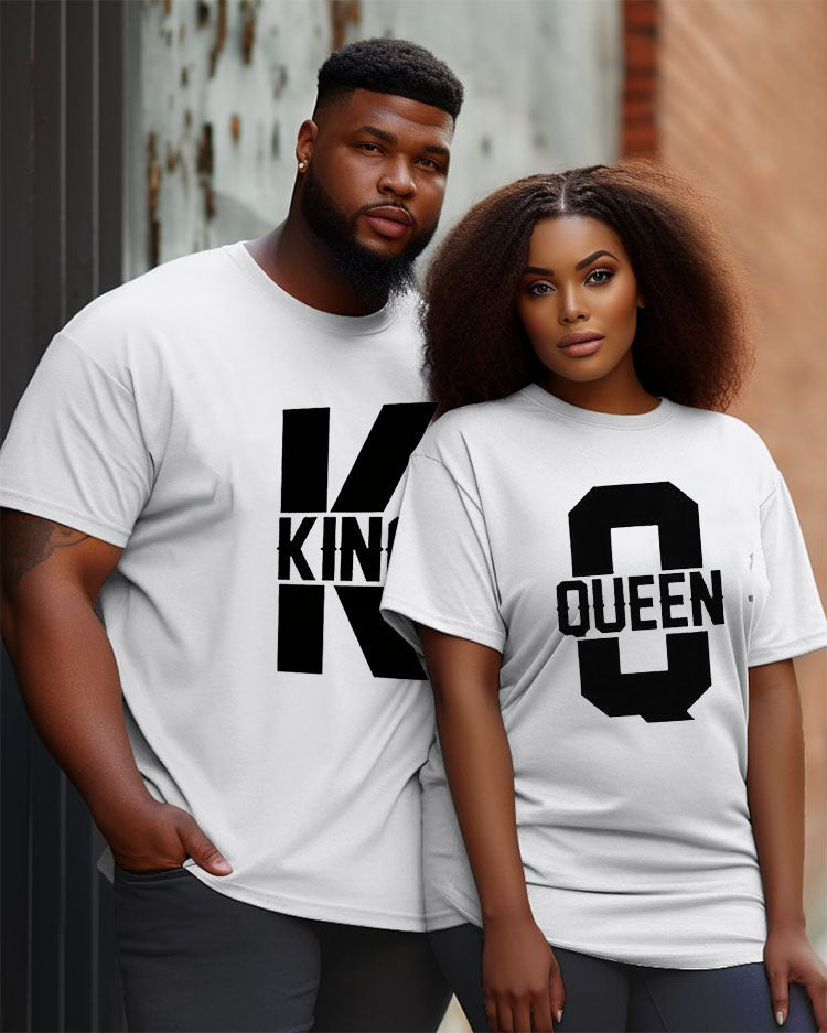 King Queen Couples Plus Size  Personalized Print T-Shirt