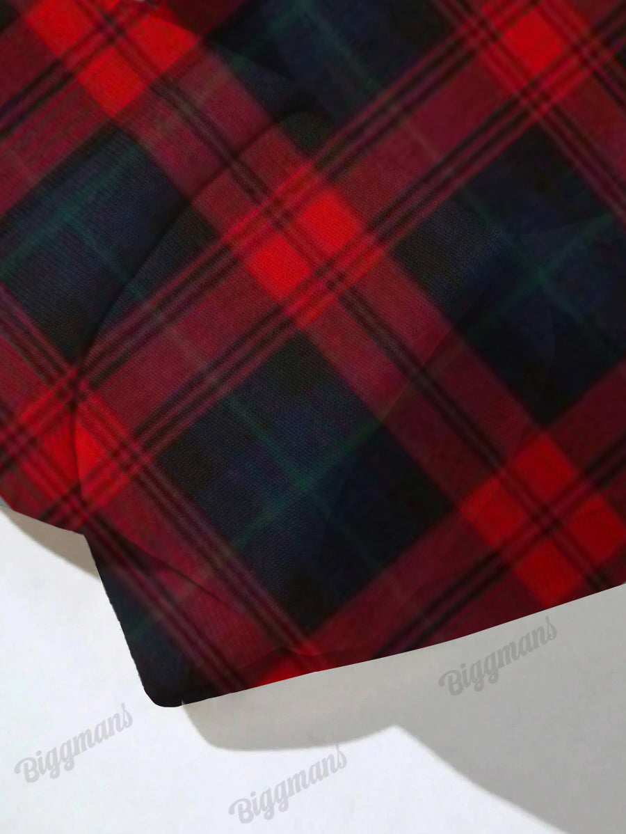 Men's Big and Tall Merry Christmas Santa Colorblock Plaid Hoodie Set