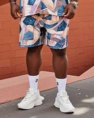 Men's Plus Size Irregular Geometry Print Short Sleeve Shirt Shorts Suit