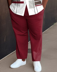 Men's Plus Size Geometric 2 Piece Short Sleeve Walking Set