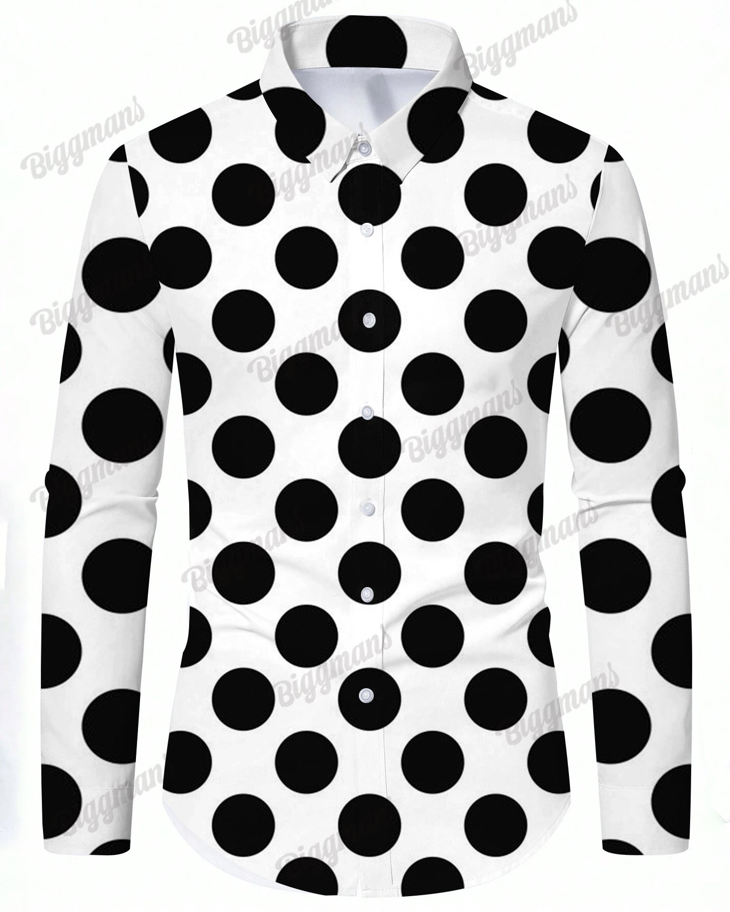 Big Guy's Casual Polka Dot Lapel Long Sleeve Shirt
