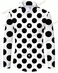 Big Guy's Casual Polka Dot Lapel Long Sleeve Shirt
