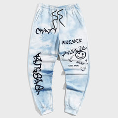 Street Style Big Men's Casual Vintage Blue Tie Dye Trousers