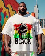 Men's Plus Size June Festival Creative Black's Life Is Also Named Word Freedom Day Fist Printed T-shirt Shorts Suit