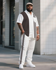 Big Boy Must Have 2025 Popular Color Block Short Sleeve Shirt Trousers Suit