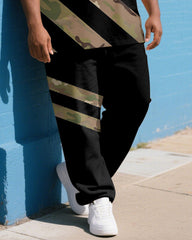 Men's Plus Size Independence Day Camouflage Colorblock Striped Star Print T-Shirt Trousers Suit