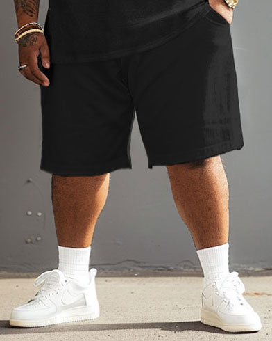 Street Casual Black And White Gray Color Block Print Big Men's Suit