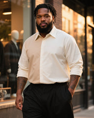 Big & Tall Men's Business Apricot White Contrast Long Sleeve Shirt