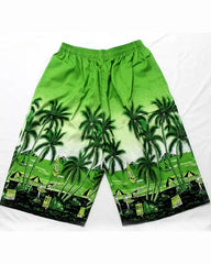 Big & Tall Men's Hawaii. Navy Blue Layered Green Coconut Tree Beach Pants