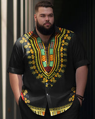 Men's Plus Size Gradient Retro Classic Short Sleeve Walking Set