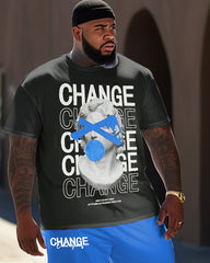 Men's plus size Change casual street short-sleeved trousers casual two-piece set