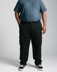 Big & Tall Men' Cotton Fabric Black Overalls Trousers