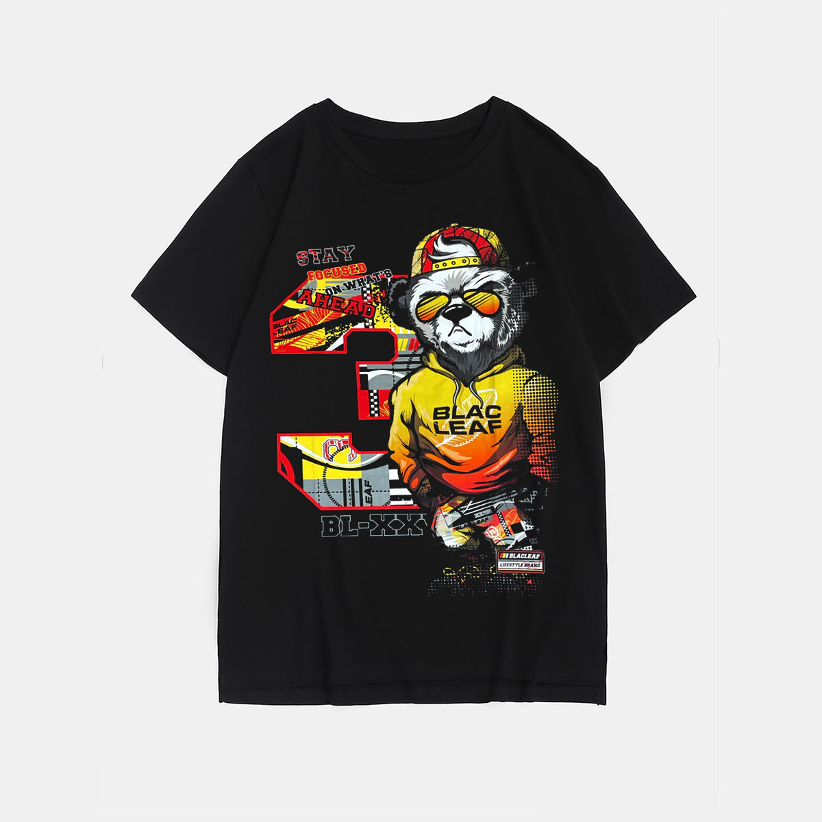 Plus Size Black Leaf T-Shirt