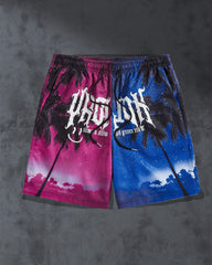 Plus Size Men's Colorblock Gradient Summer Shorts