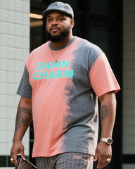 Big Boy Street Fashion Gradient Damn English Print Short Sleeve Trousers Suit