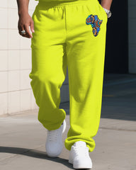 Big Boy Daily Casual Fluorescent Green Creative African Classic Textured Short-sleeved Trousers Suit