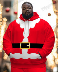 Men's Christmas Santa Cosplay Big and Tall Hoodie Sweatpants 2-Piece Set