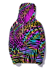 Women's Big & Tall Street Graffiti Colorful Leopard Print Hoodie Set