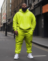Big Men's  Tracksuit Casual Solid Color Hoodie Pants 2-Piece Set